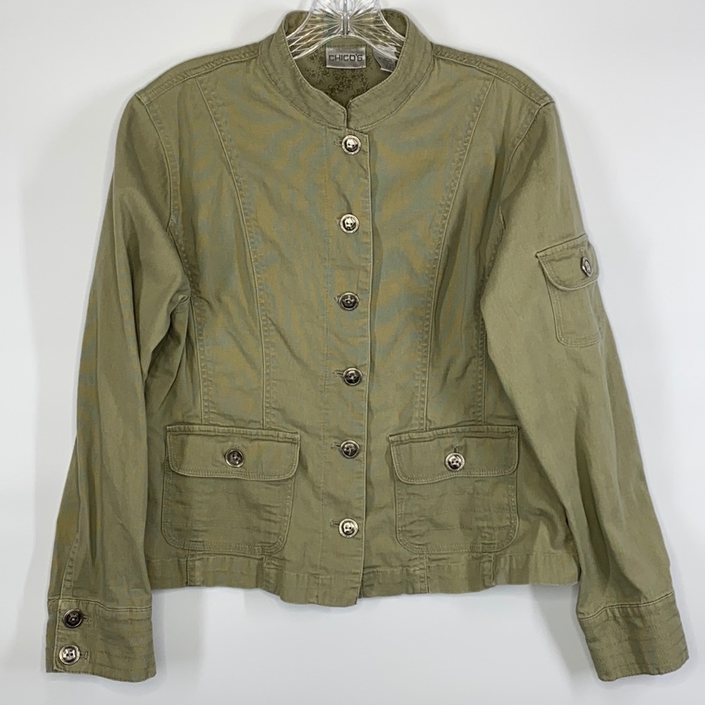 Chico's Floral Embroidered Button up Jacket Size 1 Medium